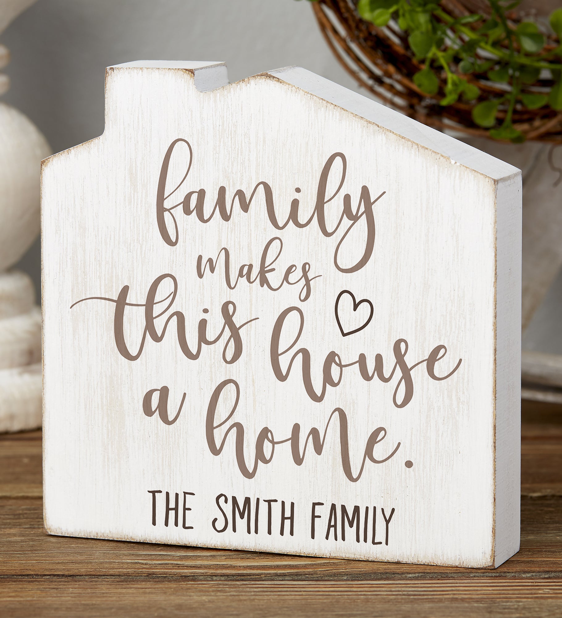 Family Makes This House a Home Personalized House Shelf Block